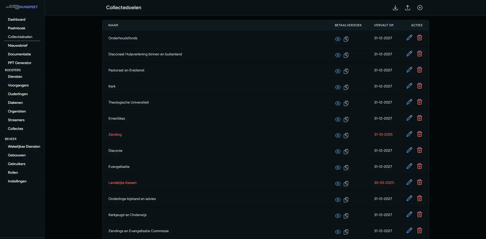 KerkPoint Roosterdashboard